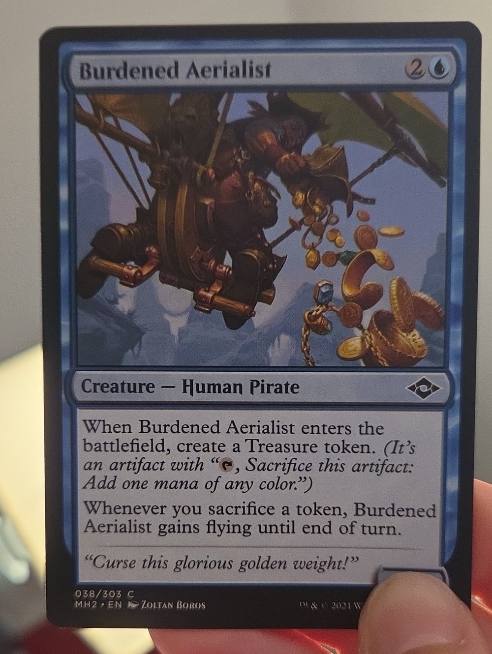 Burdened Aerialist - Blue Creature Card